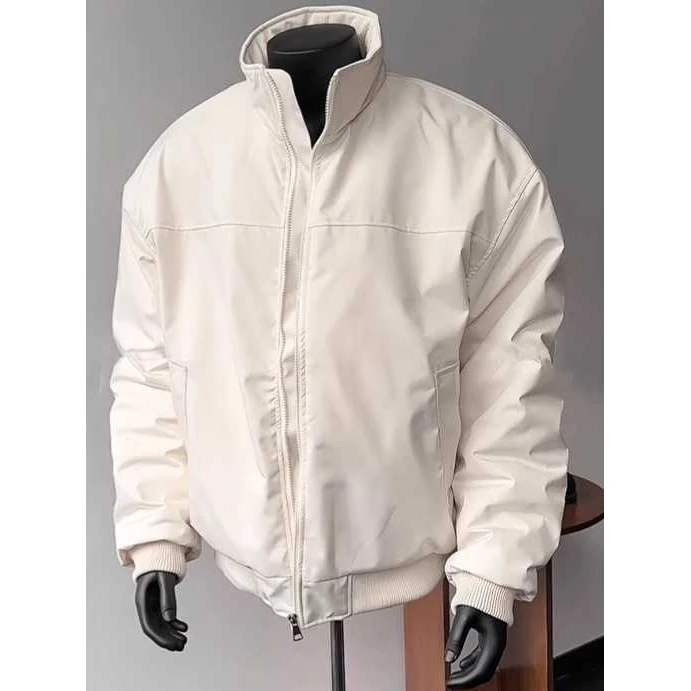 

Cleanfit Men's Thiened Pilot Jaet Stand Collar Baseball Coat Autumn Winter Wheat Color Warm Cotton Outerwear Coat