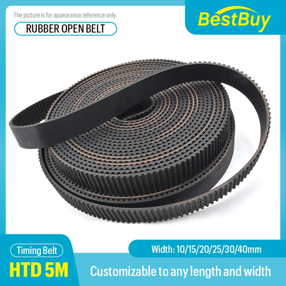 

HTD 5M Series Rubber Open-Ended Timing Belt Transmission Belts Width 10/15/20/25/30/40mm For 3D Printer Etc