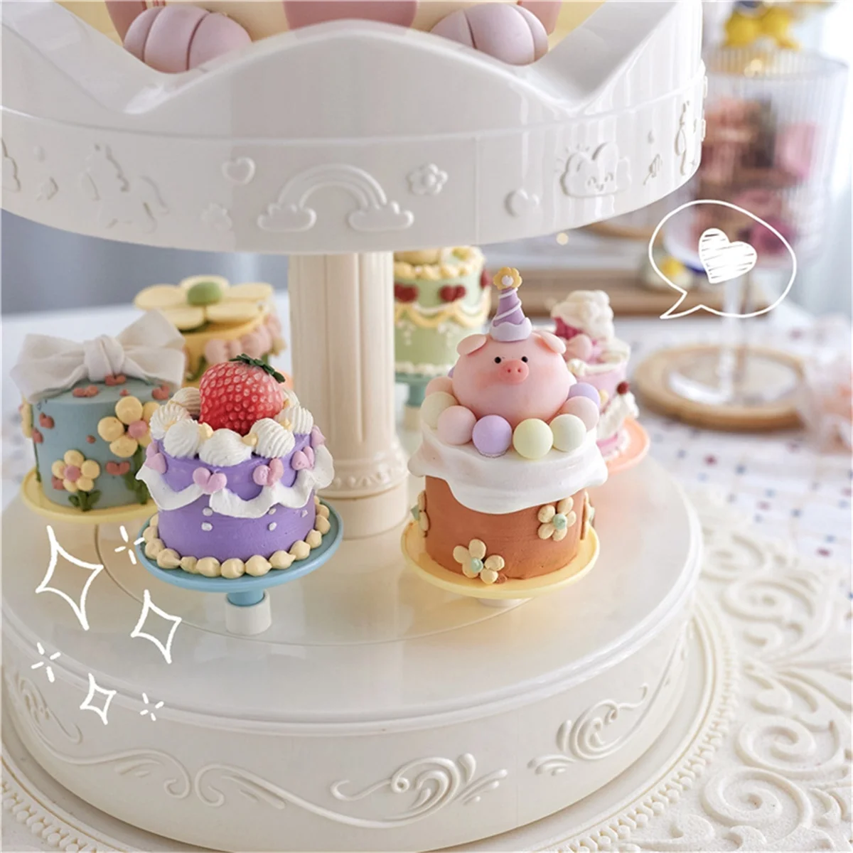 A79G 360 Degree Automatic Rotating Dessert Table Rotary Sushi Machine Cupcakes Macarons Turntable Display Birthday Machine