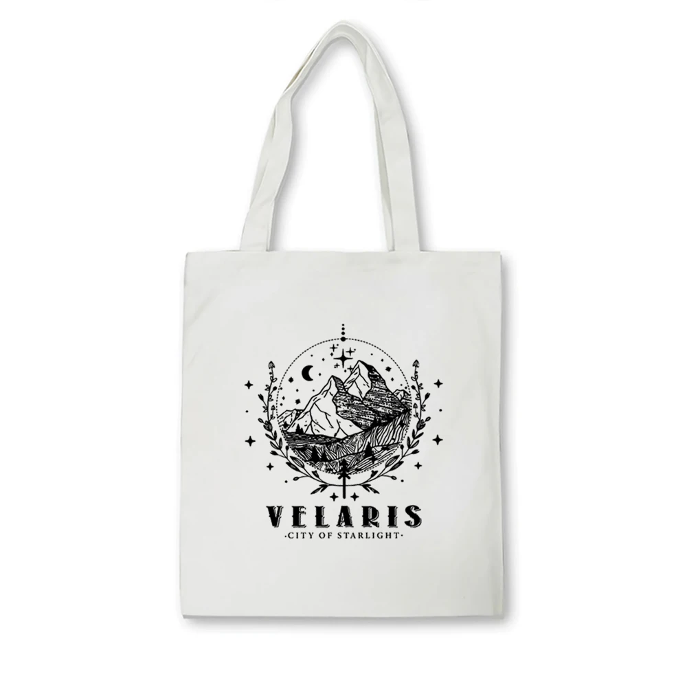 Velaris miasto Starlight torba z Tote, ACOTAR Tote, nocny sąd Sarah J msza, Velaris Tote Bag, dom wiatru, półksiężyc miasta