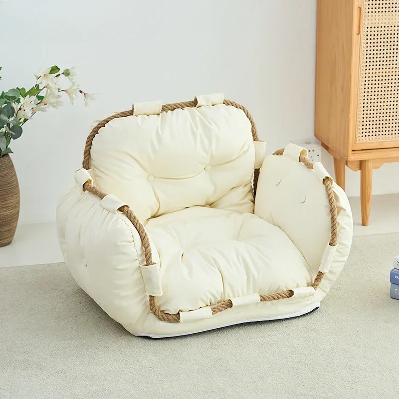 Beige Lazy Sofa Tatami Sofa Bed Foldable Floor  Living Room Bedroom on The Ground Balcony Sofa Furniture Portable Futon