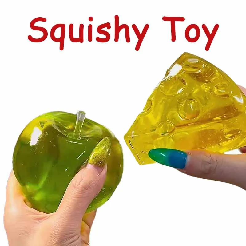 

Мягкая игрушка-антистресс Squishy: зеленое яблоко, мед, сыр, медленно восстанавливающий форму, сжимаемый, забавный, сенсорный, для снятия стресса, подарок при СДВГ и аутизме