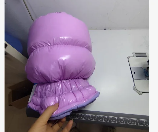 Handmade Adult ABDL Bright Fluffy Headgear Filled Down Cotton Smooth Waterproof Hood Wrap Soft Comfortable Full Face Cap Hat