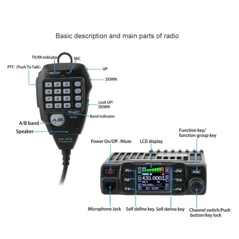 Original AnyTone QHM-05 Hand Microphone CB Speaker PTT MIC for AT-5888UV AT-778UV DualBand Transceiver Mobile Two Way Radios