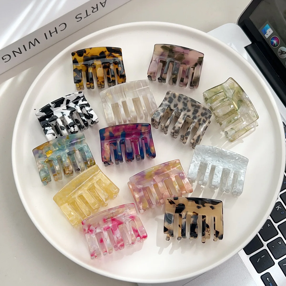 Petites pinces à cheveux carrées de 5CM, 13 couleurs, en acétate écologique, rétro, tendance, pour femmes et filles, accessoires pour cheveux