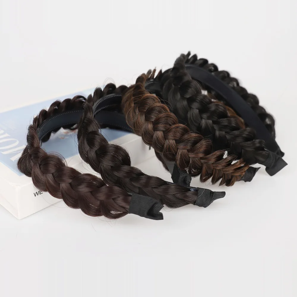 Fasion Wide Wig Twist Headbands Head Wrap Korean Fishbone Braids Hairbands Non-slip Styling Retro Head Hoop for Women