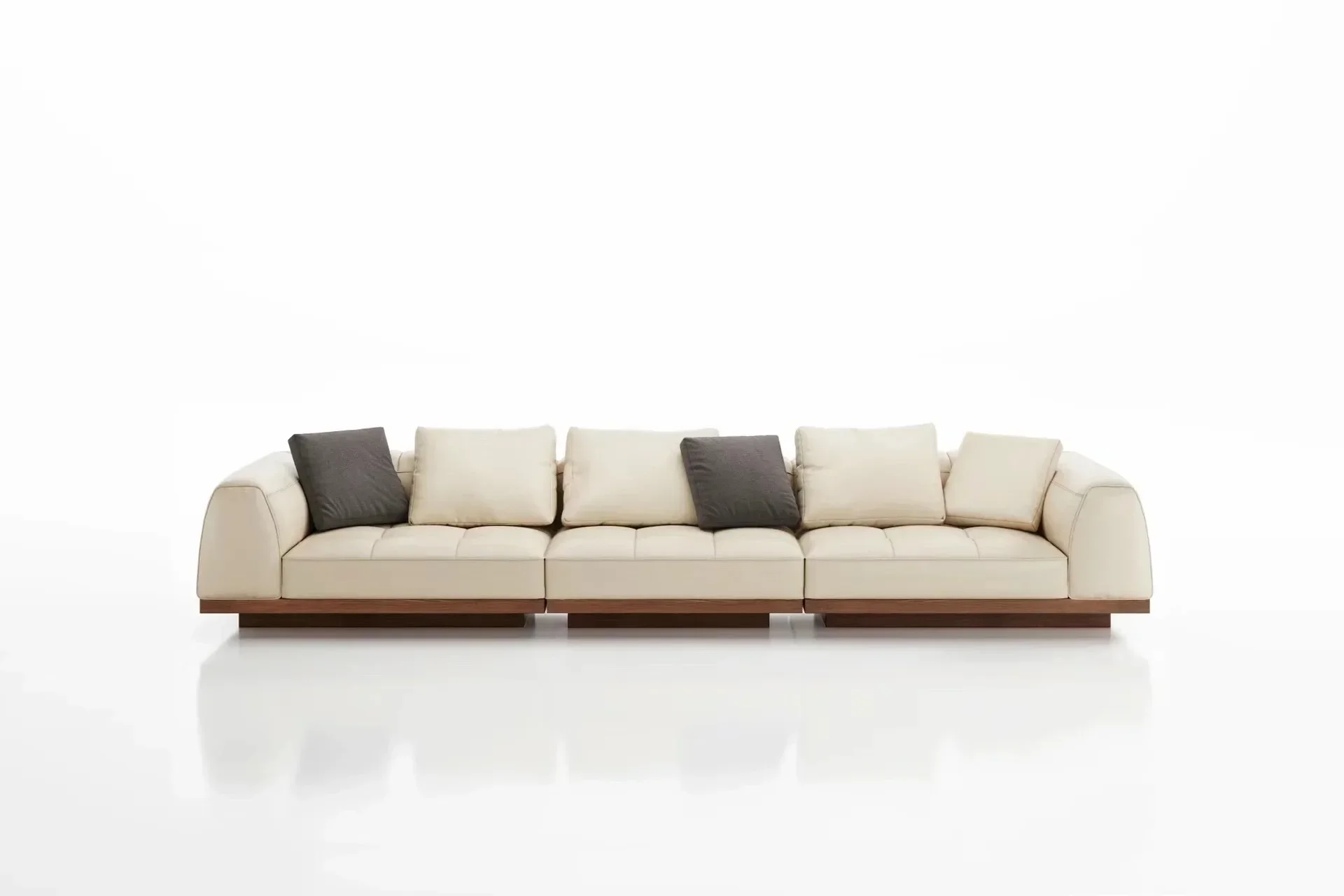 Italian light luxury large flat-floor apartment, corner concubine solid wood bottom, sofa