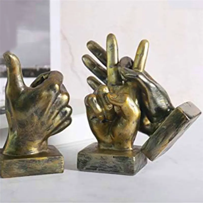 AF93-اليد إصبع لفتة مكتب التماثيل أصابع النحت الإبداعية المنزل خزانة غرفة النوم الرف الديكور