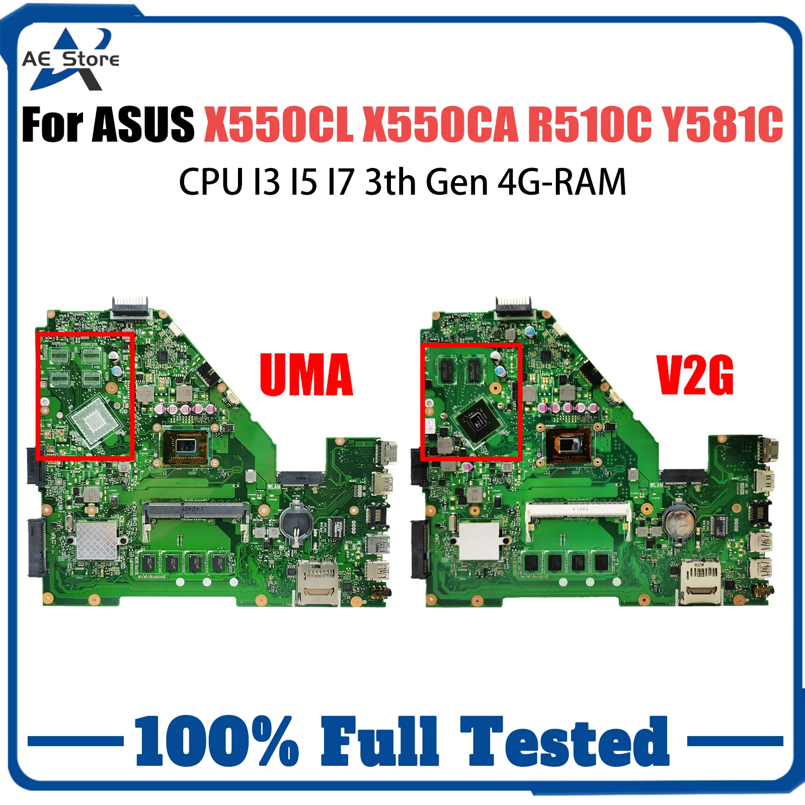 X550CL Mainboard For ASUS X550CA X550CC R510C Y581C X550C Laptop Motherboard CPU I3 I5 I7 3th Gen 4G-RAM GT710M