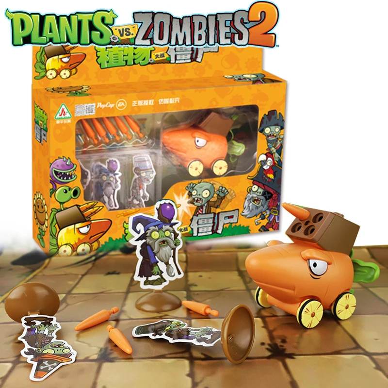 Plants Vs Zombies 2 Carrot Chariot Toy Set Pull Back Car Action Figures Battle Game Model Game Character Kid Boy Toy Gifts