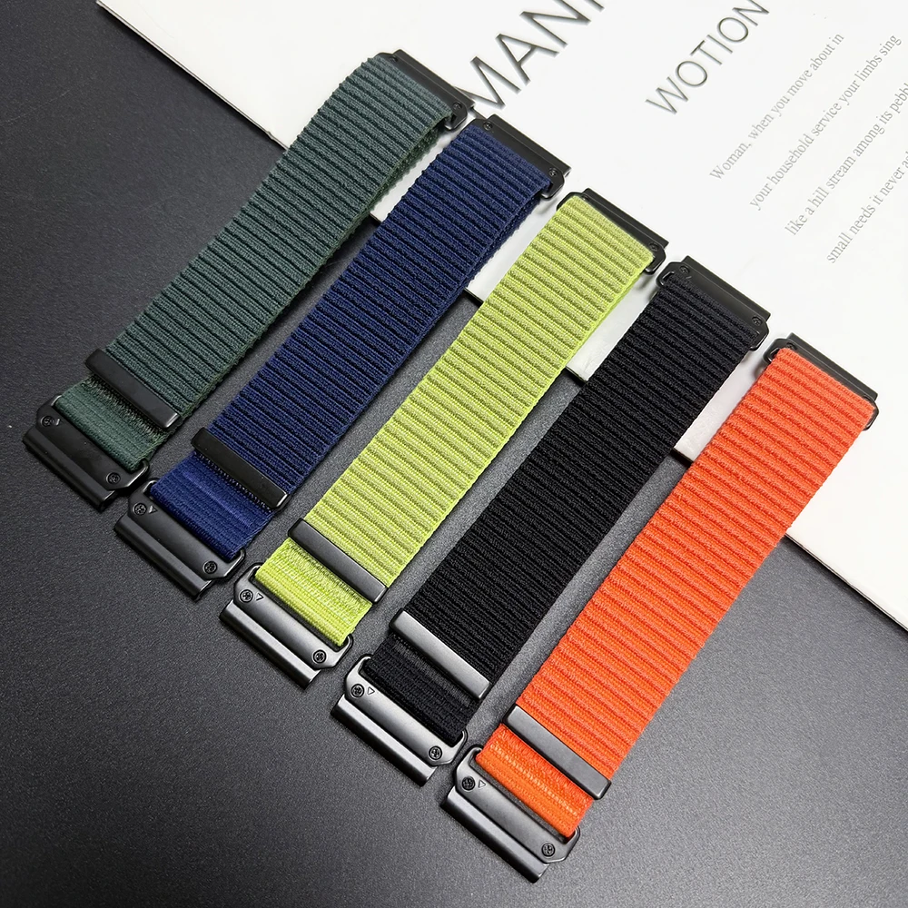 22mm 26mm Woven Nylon Loop Watch Band For Garmin Tactix 8/Fenix 8 Pro E 7 7X 6X 5puls/Enduro 3/Epix/Instinct 3 2X Quickfit Strap