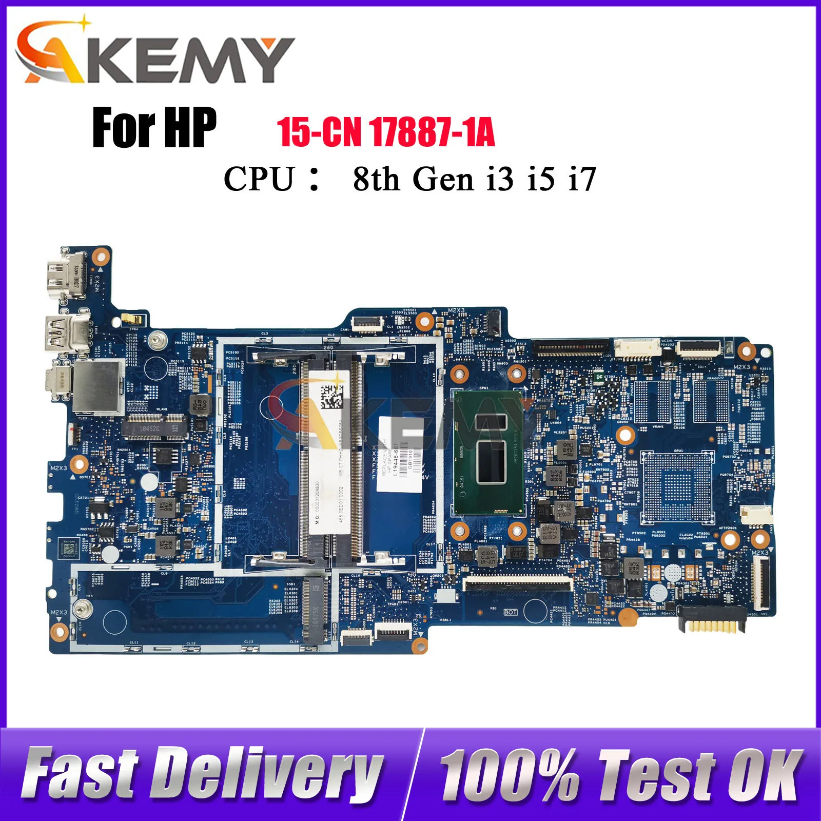 

For HP Envy 15-CN 15M-CN Laptop Motherboard 17887-1A With i5-8250U i7-8550U CPU DDR4 100% Fully Tested