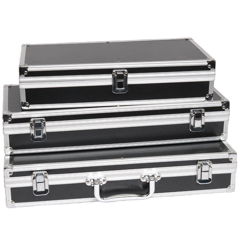 Portable Large Size Capacity Black Aluminum Alloy Watch Storage Box - 10/12/18 Grid Collection Watch Case Quality Gift Box