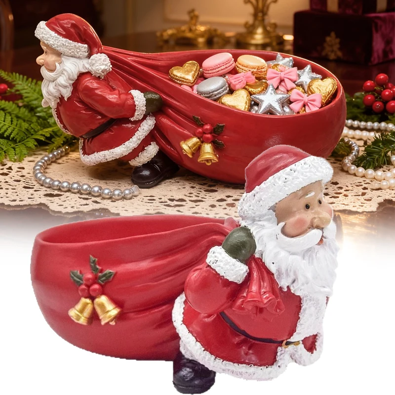

2026 NEW Santa Claus Resin Figurine with Bag Versatile Christmas Decor Home Bedroom&Entryway for Christmas Halloween Decorations