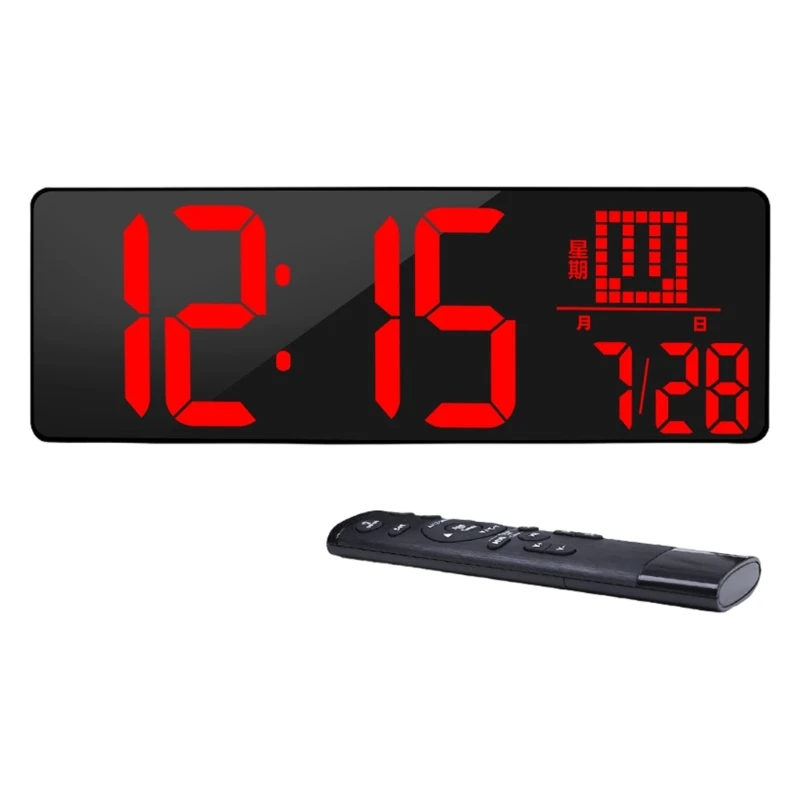 16.5in Digital Wall Clock With Remote, Adjustable Brightness Easy To Read And Multiple Function Digital Timer