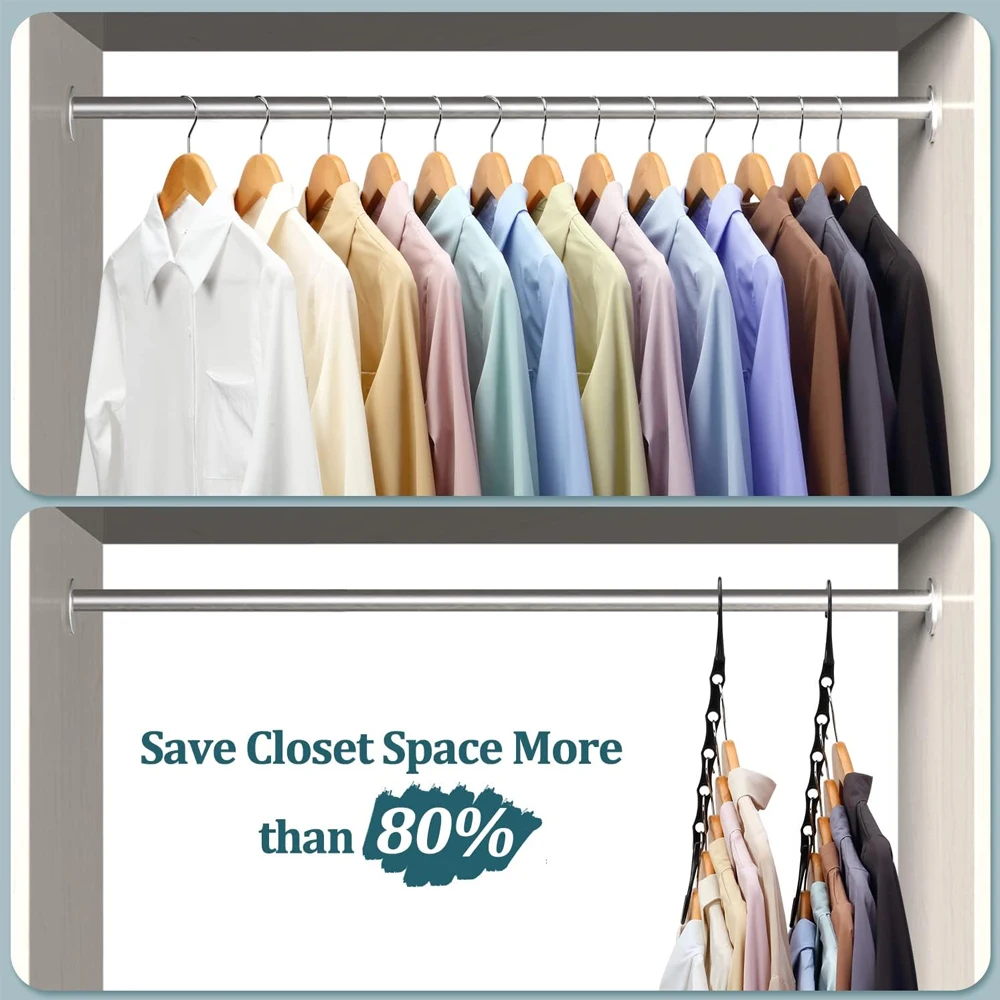 Multifunctional 5-hole Hook Plastic Clothes Racks Rotary Organizer Hangers Folding Hanger Folding Magic Closet Wardrobe Organize view 5
