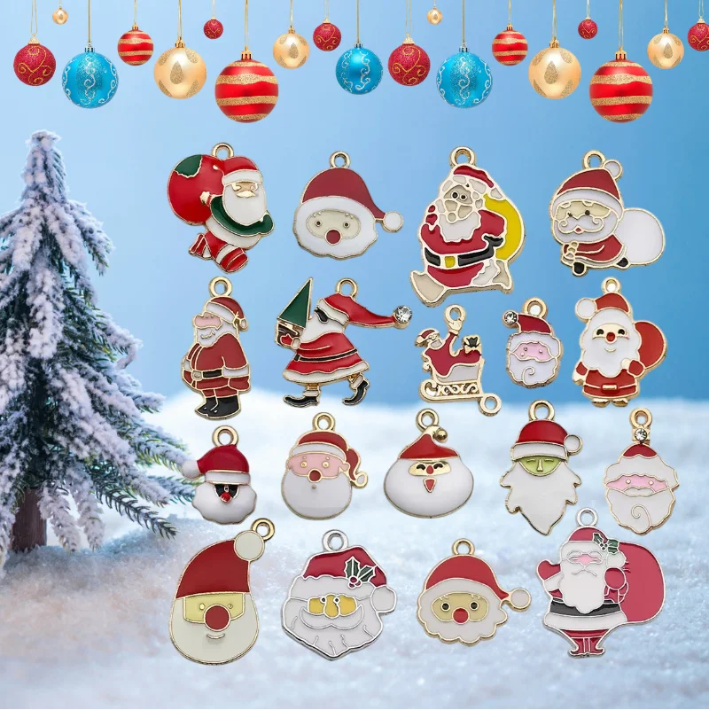 혼합 10개 크리스마스 합금 에나멜 참 - 크리스마스 산타클로스 시리즈 펜던트 DIY 팔찌 키체인 공예용 (아연 합금)