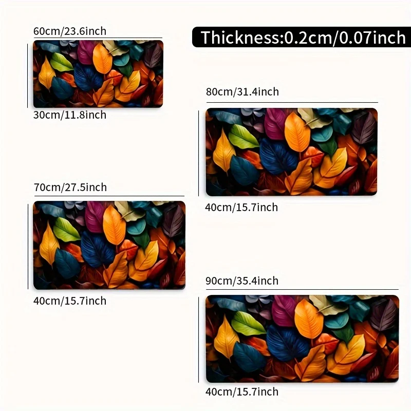 High-Definition Mouse Pad with a Colorful Leaf Pattern, Thickened, Enlarged, Soft, Made of Natural Rubber, Perfectly Edged