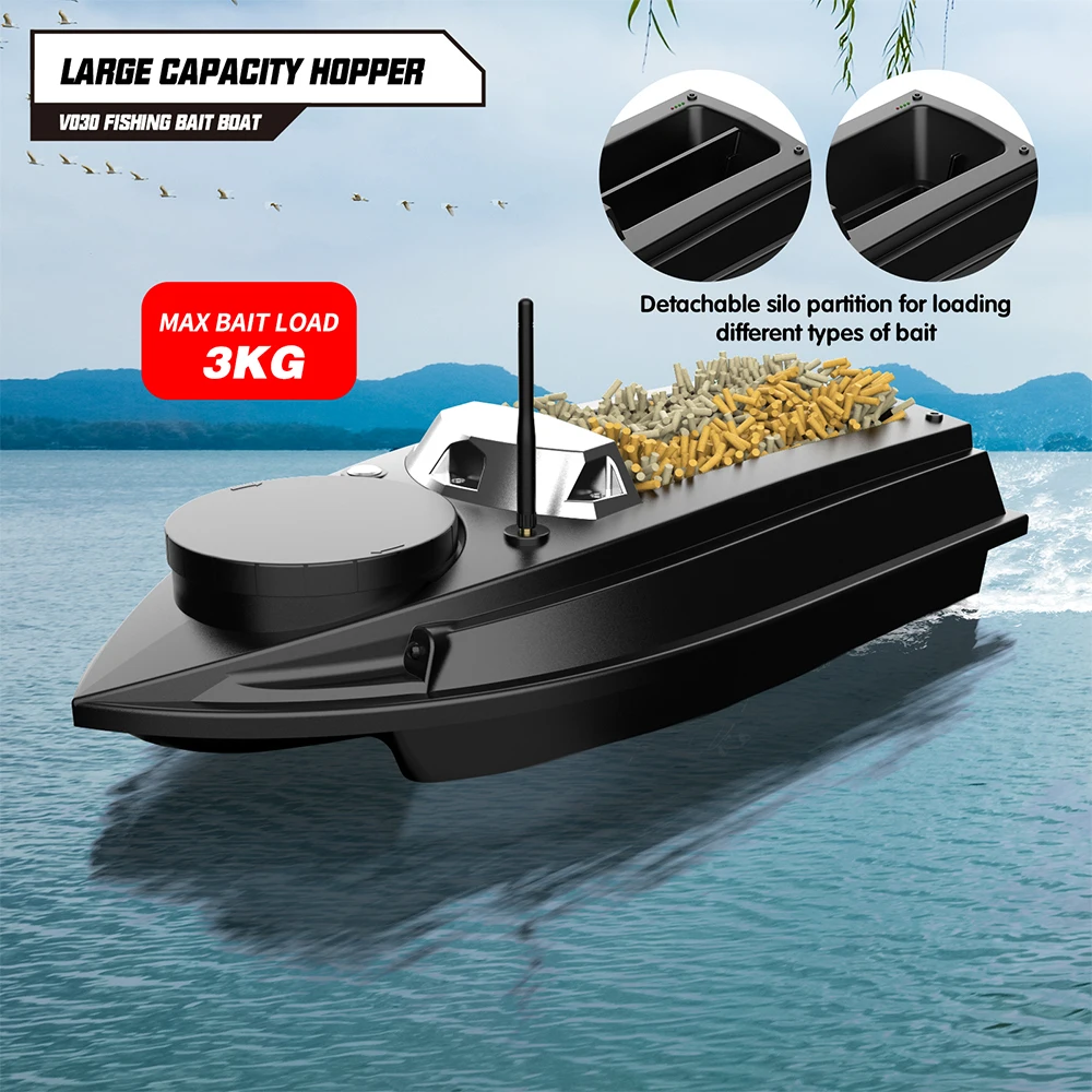 LOKEEVAN V030 RC Carp Fishing Bait Boat GPS,Large Size 9 Fishing Ground 12V High-Speed GPS Fishfinder Trawling Nest Bait Boat