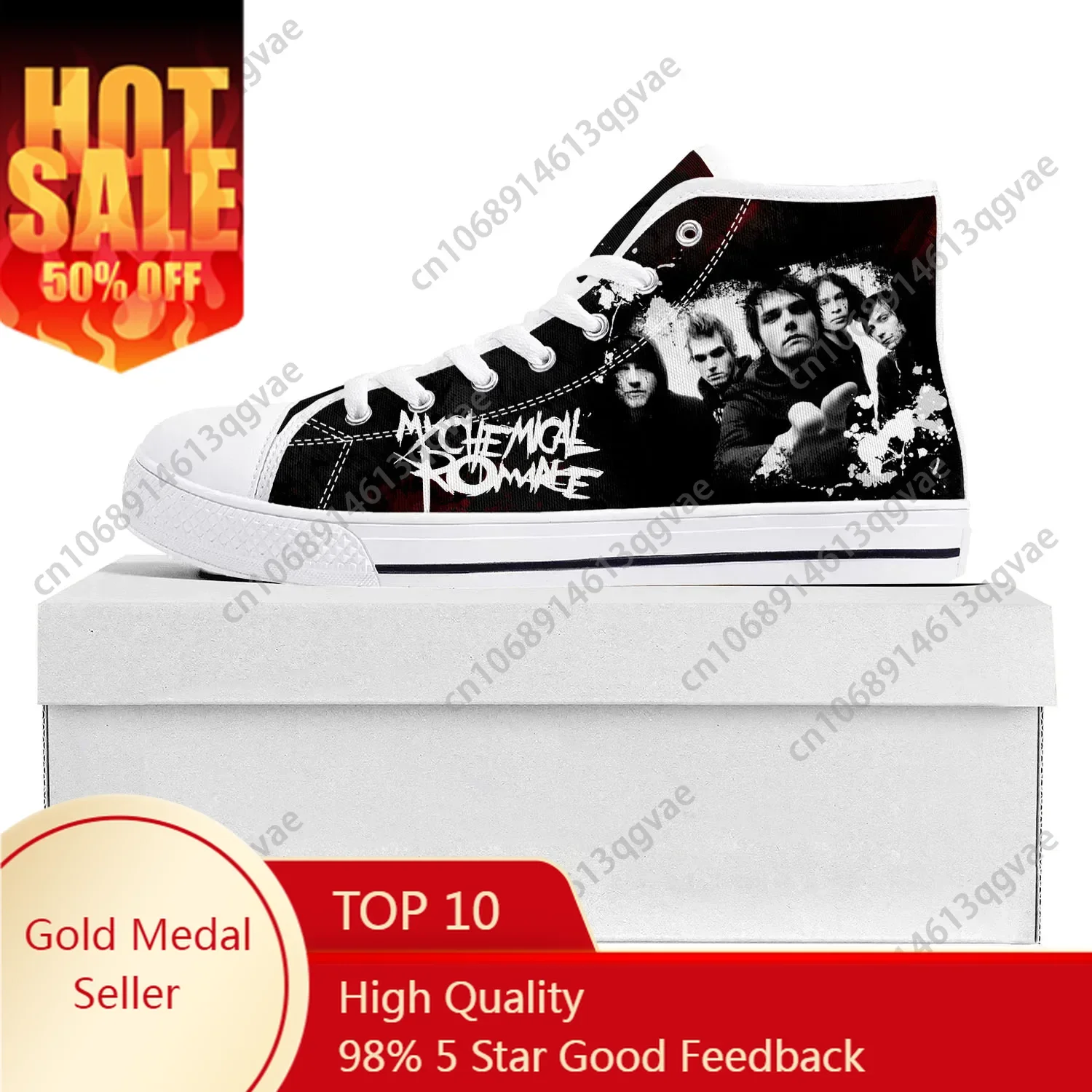 

My Romance Rock Band Chemical Fashion High Top High Quality Sneakers Mens Womens Teenager Canvas Sneaker Couple Shoe Custom Shoe