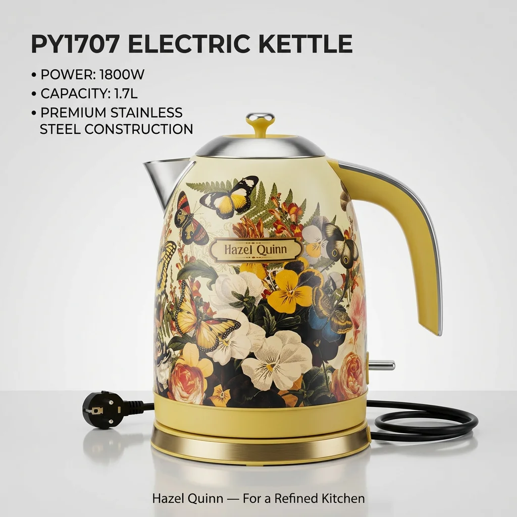 Wholesale 1800W Retro American Electric Kettle, Rapid Boil, Stainless Steel Wide Mouth Lid Home Use with Pattern
