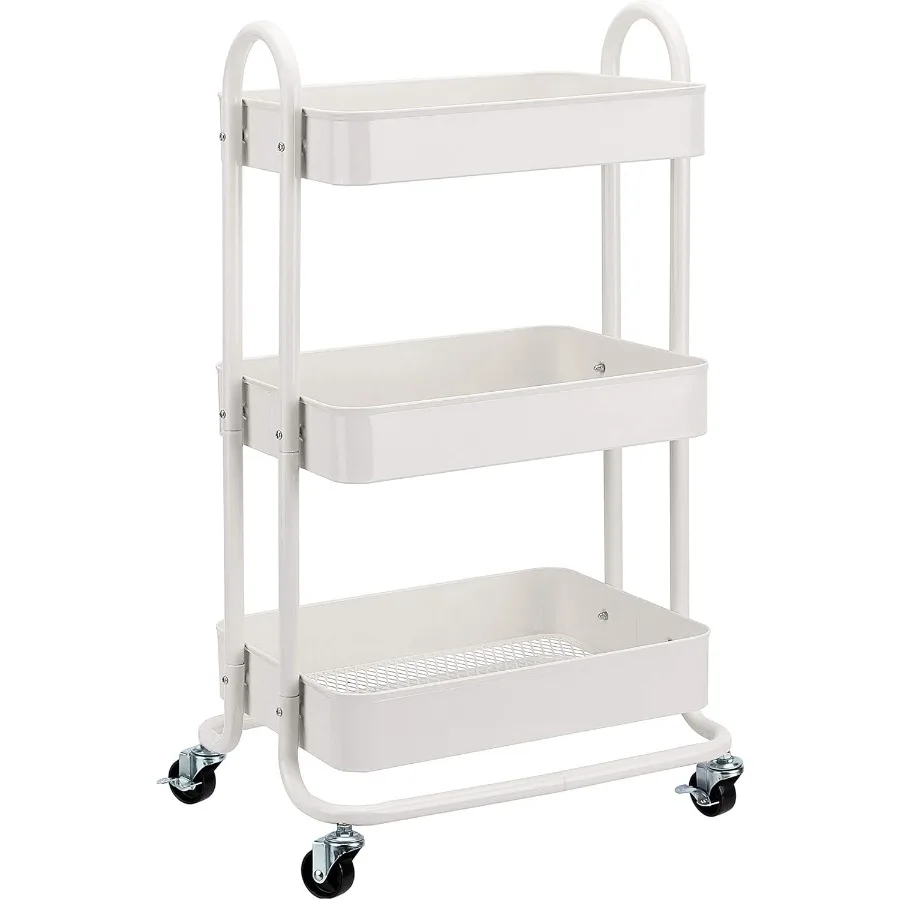 Carro utilitario rodante de 3 niveles con ruedas bloqueables para almacenamiento de cocina o garaje Diseño multifuncional con estantes ajustables y