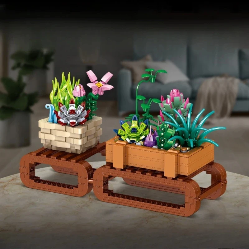 

MOC Succulent Plant Flower Bonsai Building Blocks Set Blossom Sakura Table Ornament Decor Flower Idea Toy Birthday Holiday Gifts