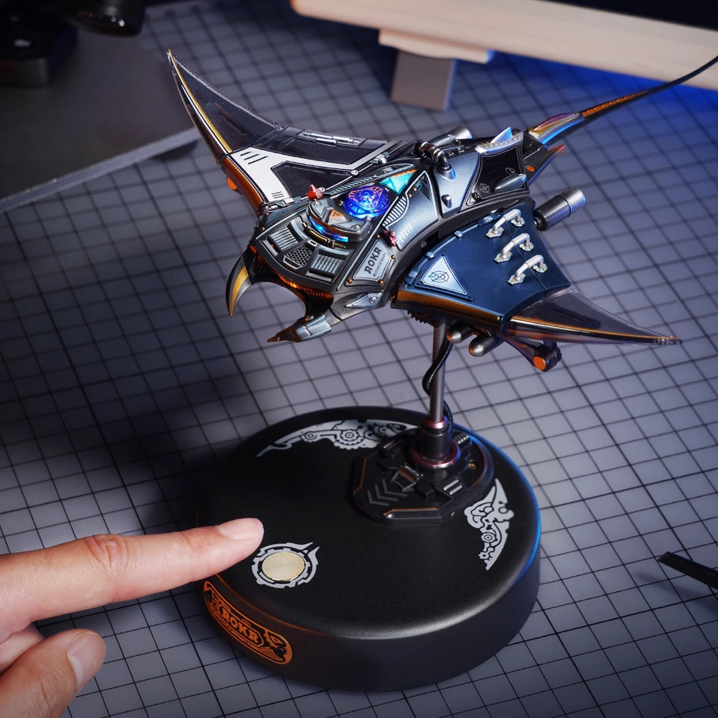 Modelo mecánico de ensamblaje de Metal Manta Ray para niños, regalo de cumpleaños, adornos de juego de moda, juguetes hechos a mano