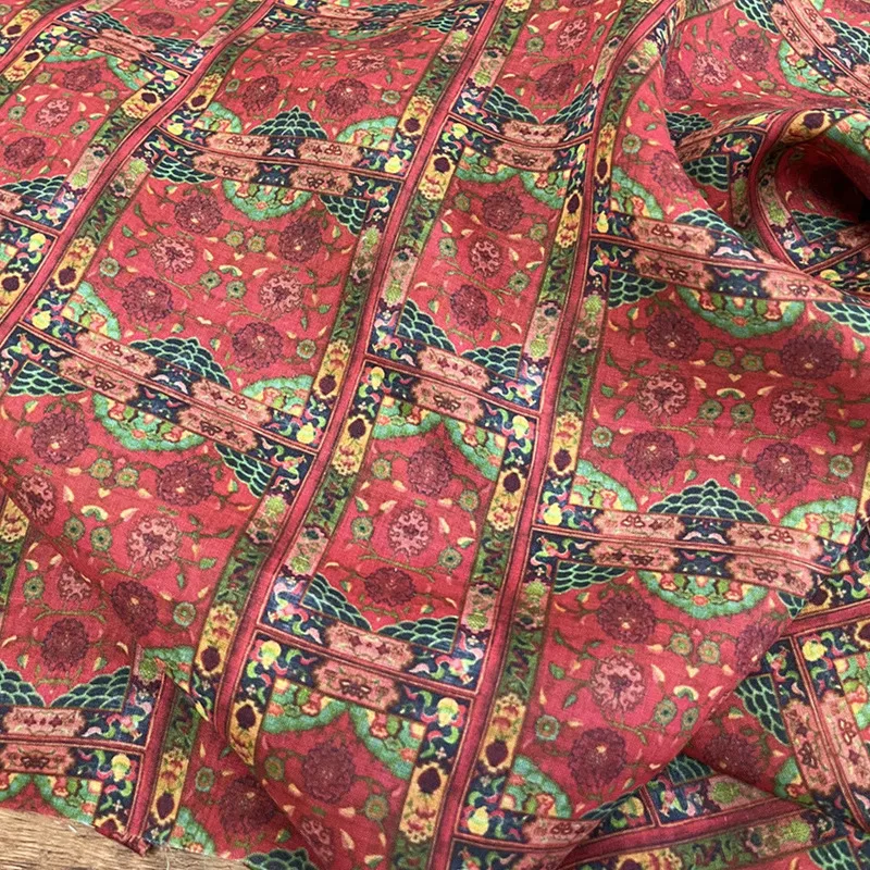 

1 ярд натуральной рами, ткань для одежды, уникальный цветочный узор, принт, швейная юбка, платье, рубашка, сумка, ткань Cheongsam