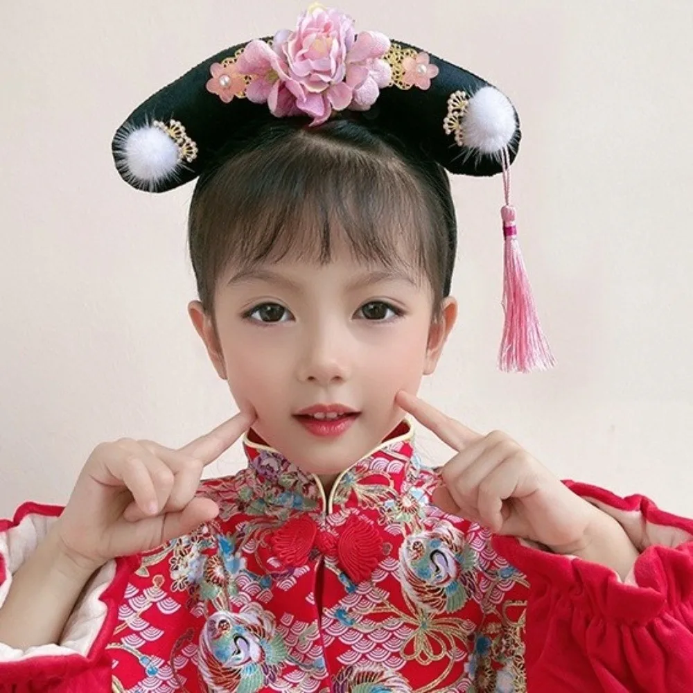 الكلاسيكية زهرة Hanfu عقال القوس اللؤلؤ النمط الصيني أغطية الرأس شرابة تاج النمط القديم الشعر هوب أغطية الرأس #3