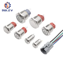 12mm 16mm 19mm 22mm Metal Push Button On Off Switch Power LED Light Waterproof Flat Circular Button 12V 24V IP65