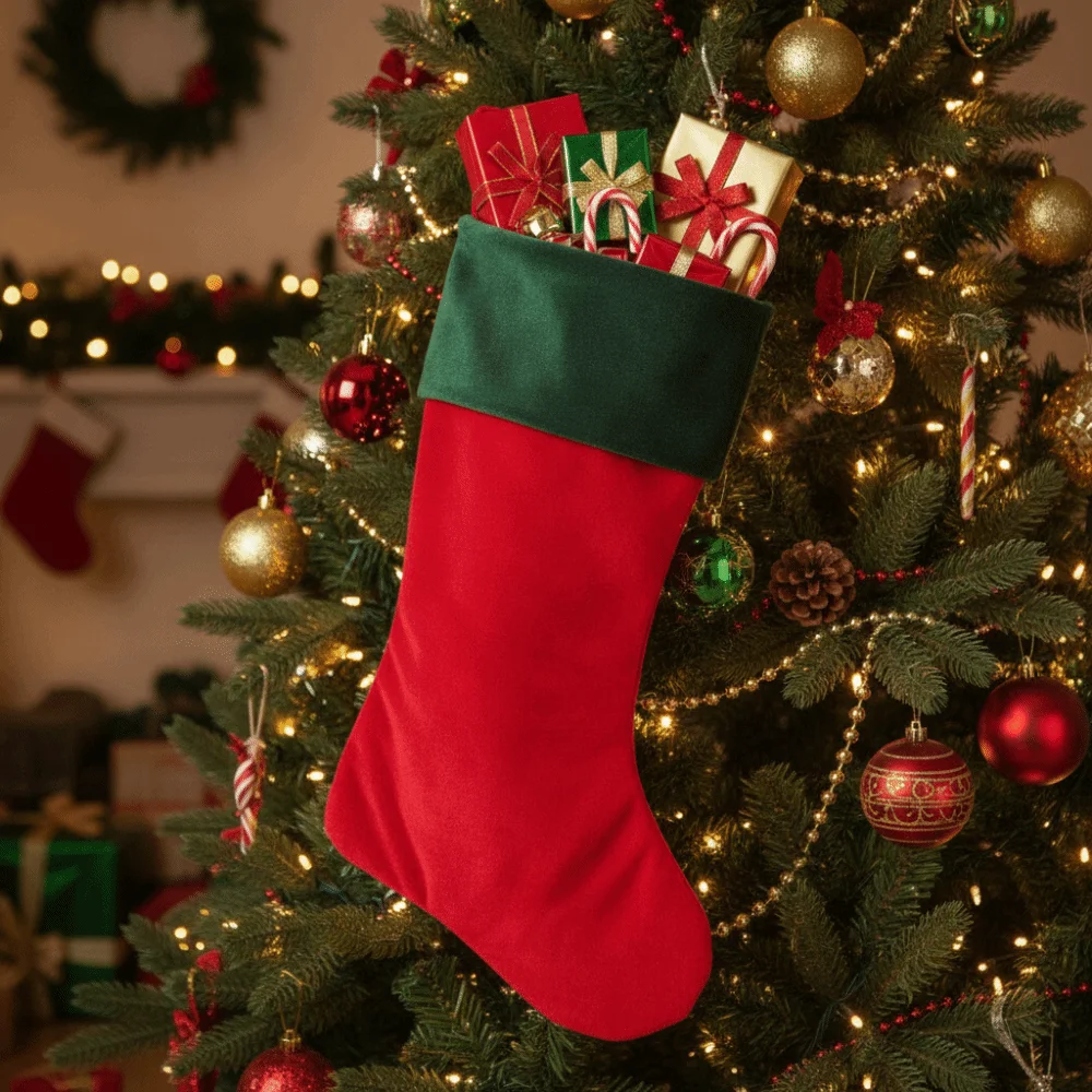Chaussette de Noël en velours  - Christmas Stocking Hanging avis et prix