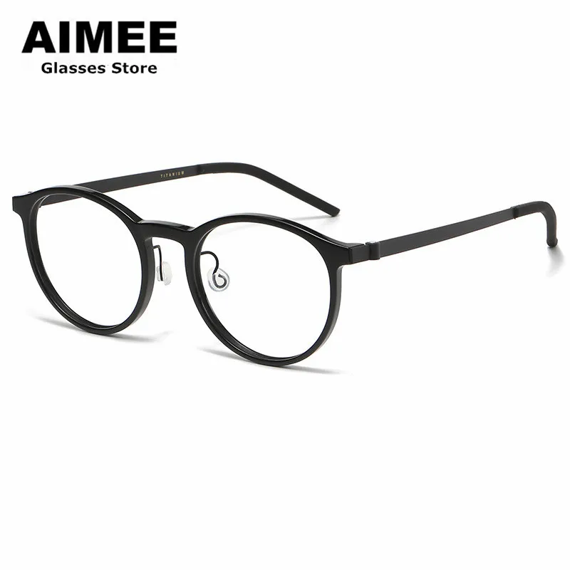 الدنمارك العلامة التجارية الرجعية الجولة التيتانيوم خلات النظارات الإطار للرجال والنساء ، خفيفة وصفة النظارات ، نظارات الضوء الأزرق البصرية #3