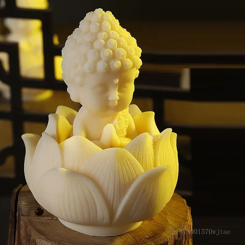 

Little Buddha Sculpture for Home Decor, Lotus Bottom Throne, Resin Car-Mounted Ornaments, Handicraft Decoration, Lovely, 1Pc