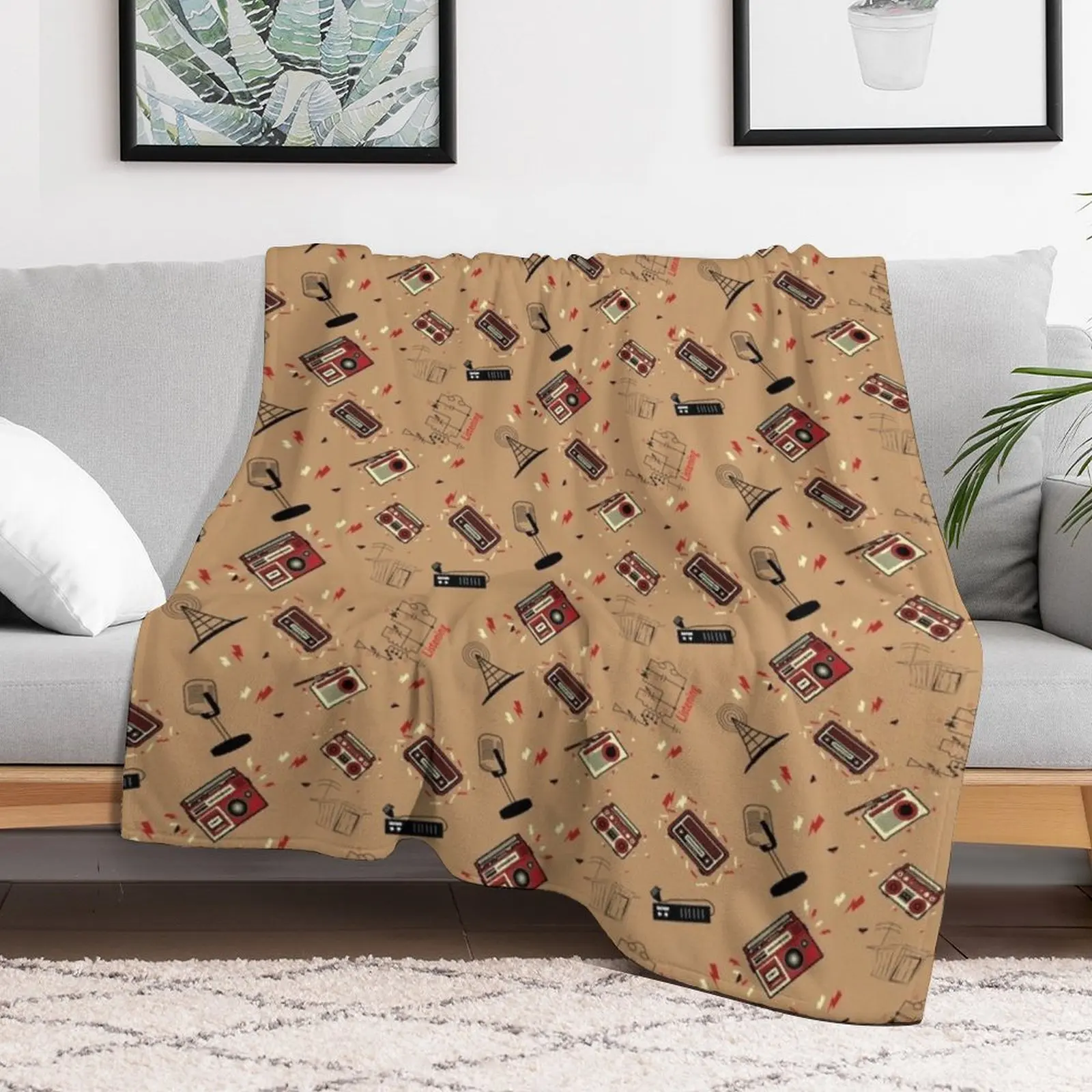 Radio, HAM Radio, Amateur Radio enthusiast pattern Throw Blanket Baby Hairys blankets ands christmas decoration Hairy Blankets view 5