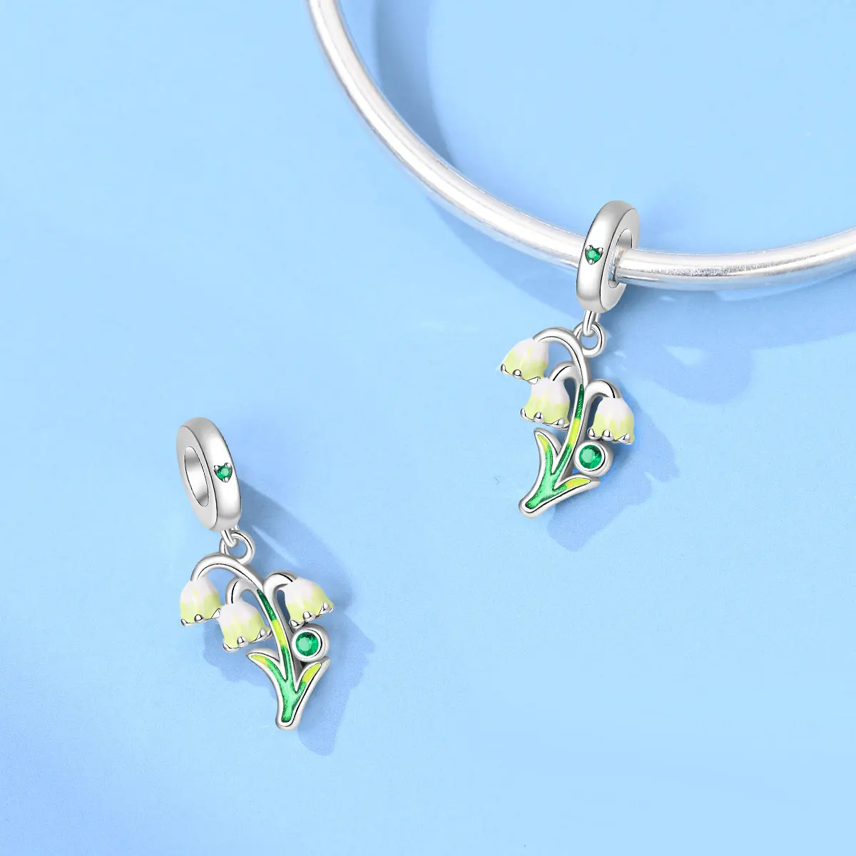 

s925 Silver Green Orchid Flower Pendant Original Charm Pendant Beads Fit Bracelet Pendant Women Fine Gift Accessory Nickel-Free