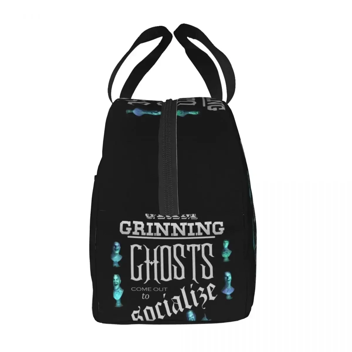 Halloween Grim Grinning Ghost Thermal Insulated Lunch Bag Haunted Mansion Resuable Lunch Container Box For Women Kids Food Bags