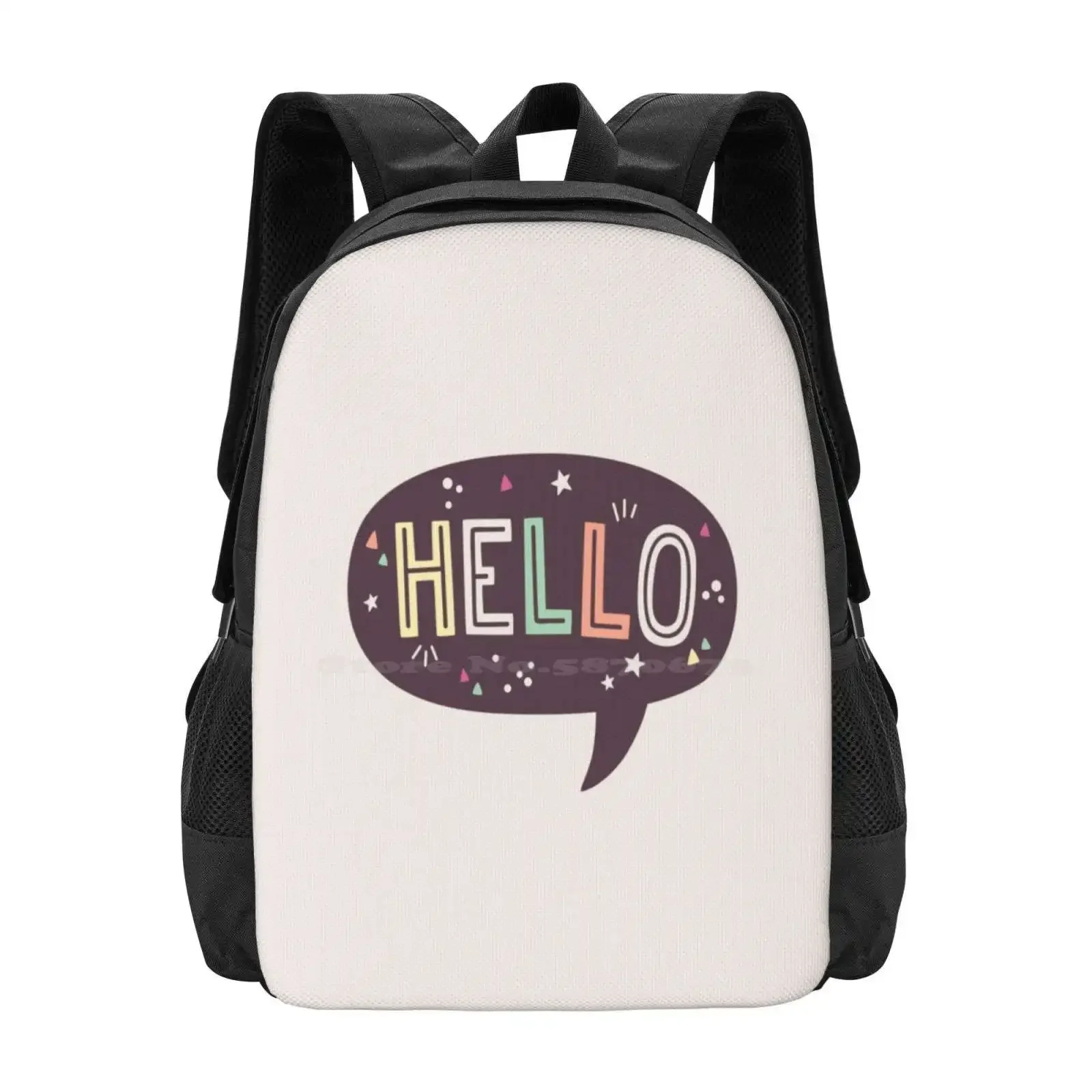 

Hello Speech Bubble Typography Hot Sale Schoolbag Backpack Fashion Bags Hello Typography Vector Speech Bubble Brown Colourful