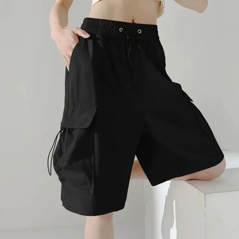 Smvp الشارع الشهير الهيب هوب البضائع السراويل النساء Harajuku عالية الخصر فضفاض Y2K سراويل قصيرة الكورية العصرية جيب كبير Bf السراويل الصيف #6