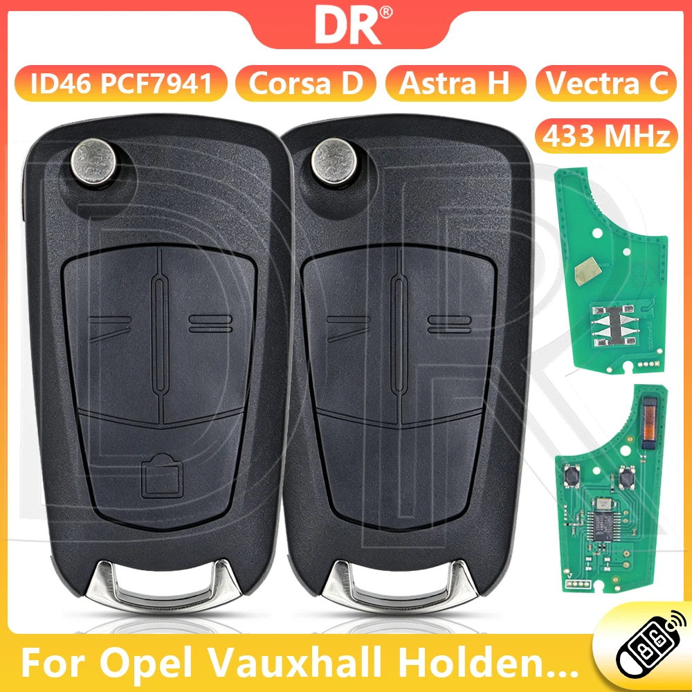 DR3 ID46 PCF7941 PCF7946 433MHz HU100 Flip Car Remote Key For Opel Vauxhall Corsa D G4 Astra H Zafira B Holden Vectra Signium C