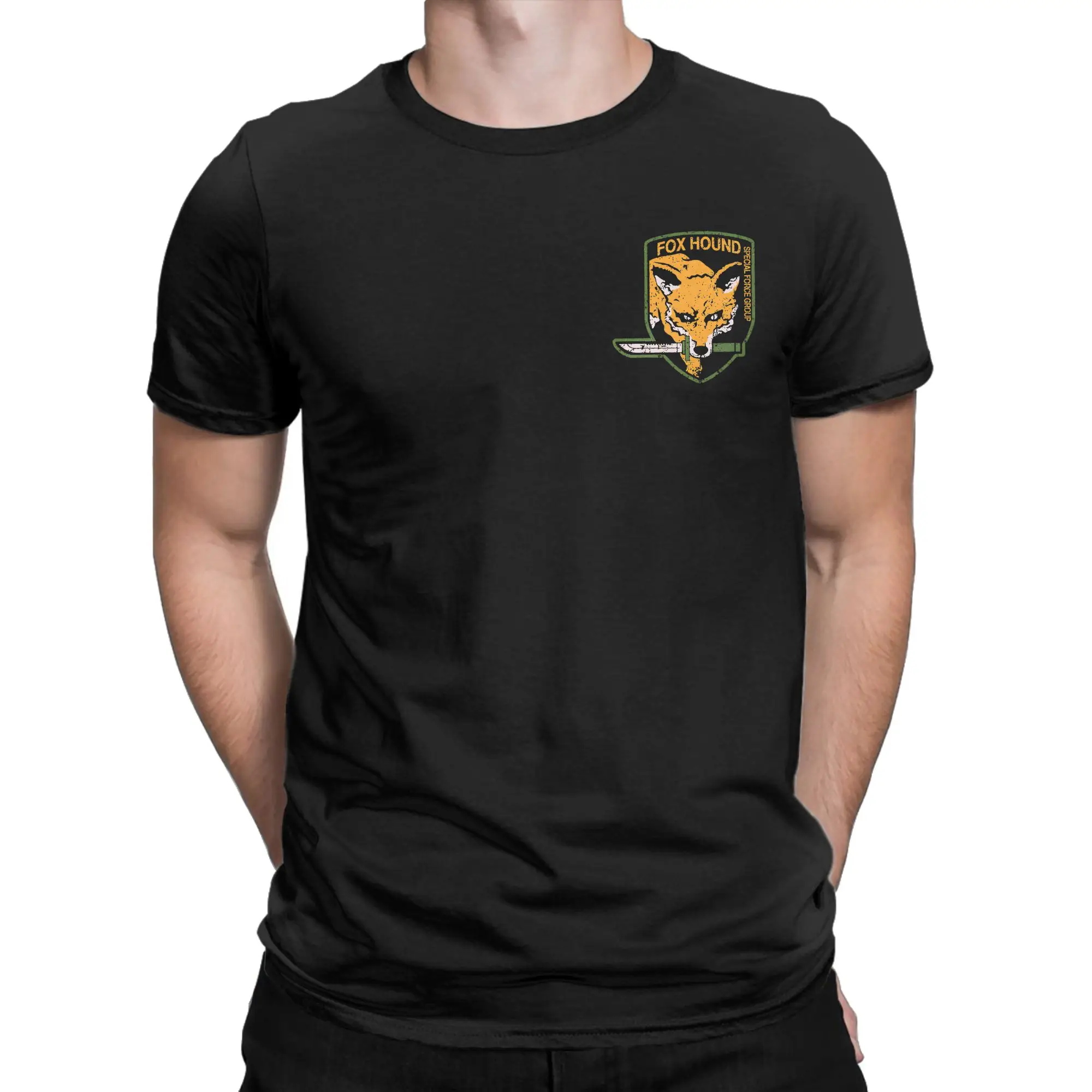 Foxhound MGS1 Solid Snake Game T-Shirt Men Women Metal Gear Hipster 100% Cotton Tee Shirt Short Sleeve T Shirts Classic Clothing