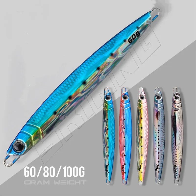 

ApexMarine Pesca 3D Printed Slow Metal Jig 60g/80g/100g Artificial Hard Baits Glow Fishing Lures for Saltwater Tackle