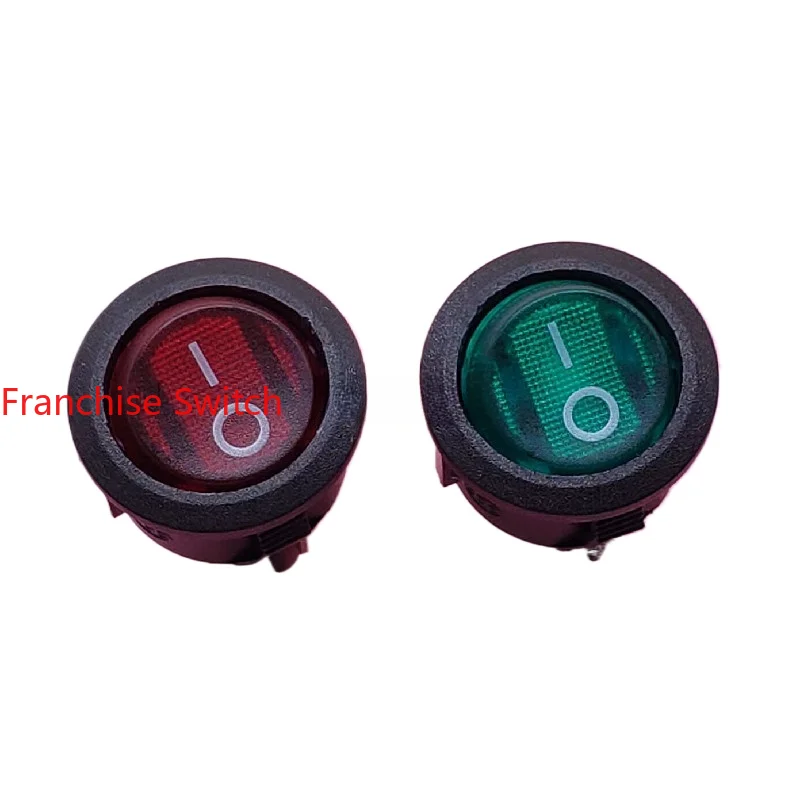 10PCS medical equipment power switch, round 4 feet 2 gears, red/green light, opening 20MM 8A/6A250V spot