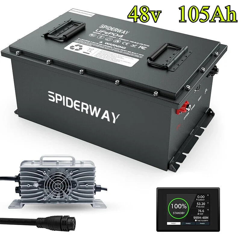 48v 105Ah Golf Cart Lithium LiFePO4 Battery 200A BMS 6000 + Cycle 5.376 kWh