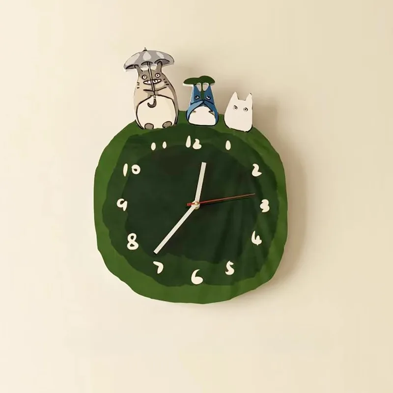 ساعة حائط إبداعية على الطراز الياباني كارتونية لطيفة راقية ساعة حائط طازجة على طراز الغابة ديكور منزلي إبداعي تحيف كبيره للمنزل FYWC