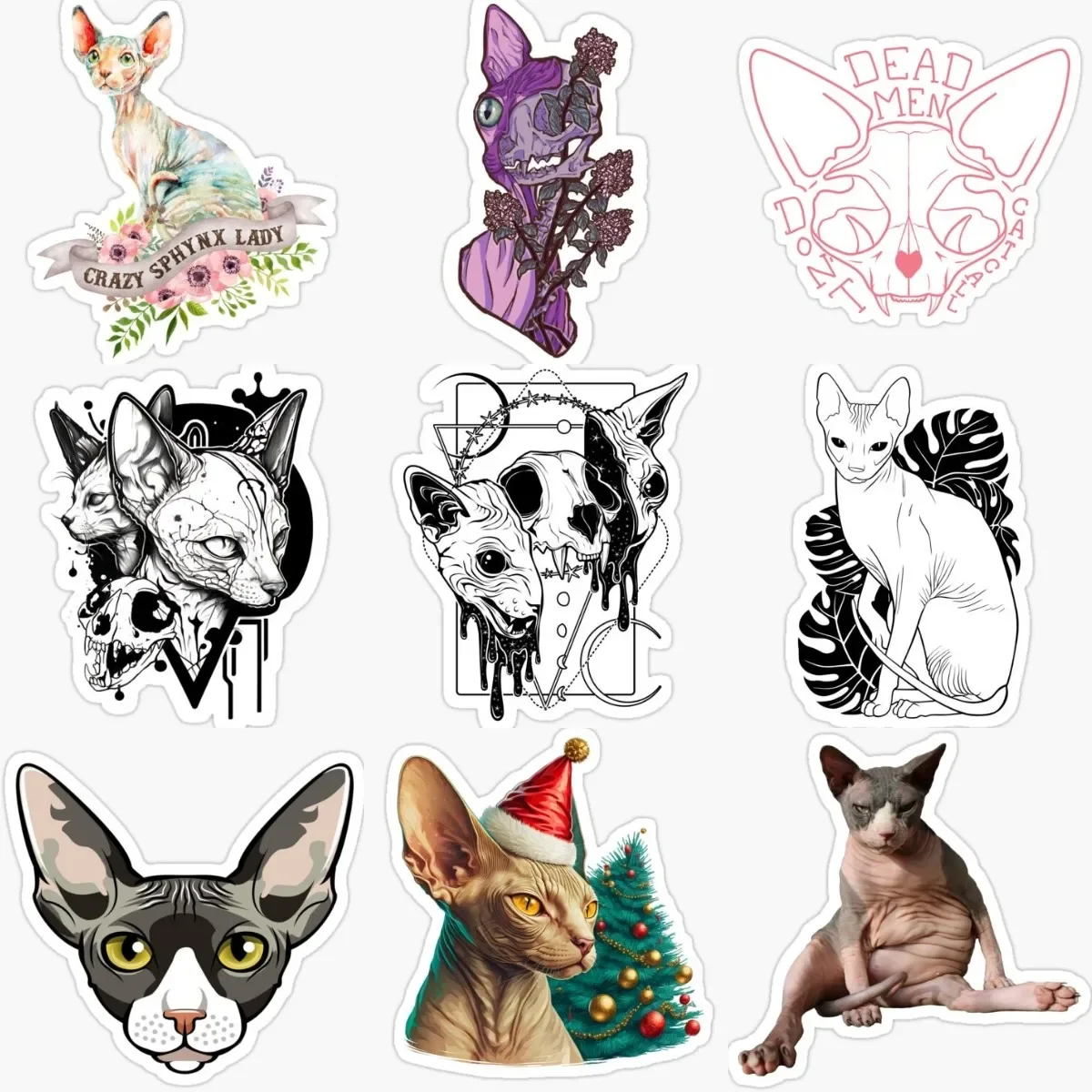 

Creative Sphynx Cat Cthulhu Personalized PVC Stickers Accessories for Decorate Car Van Wall Bicycle Fridge Window Off-road Table