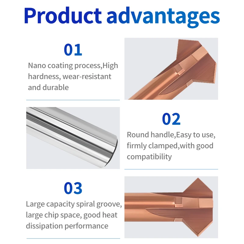 EIMOGE Dual-Angle Internal Chamfering Tool, 60°/90°/120° Multi-Flute Deburring Tool for Front and Back Bore Edges