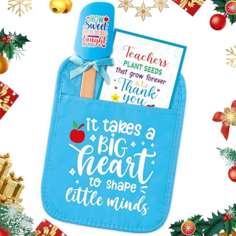 

Teacher Appreciation Gift Thank You Present Potholder Funny Cookie Bag Heat Resistant Oven Mitt with Silicone Scraper Thank You