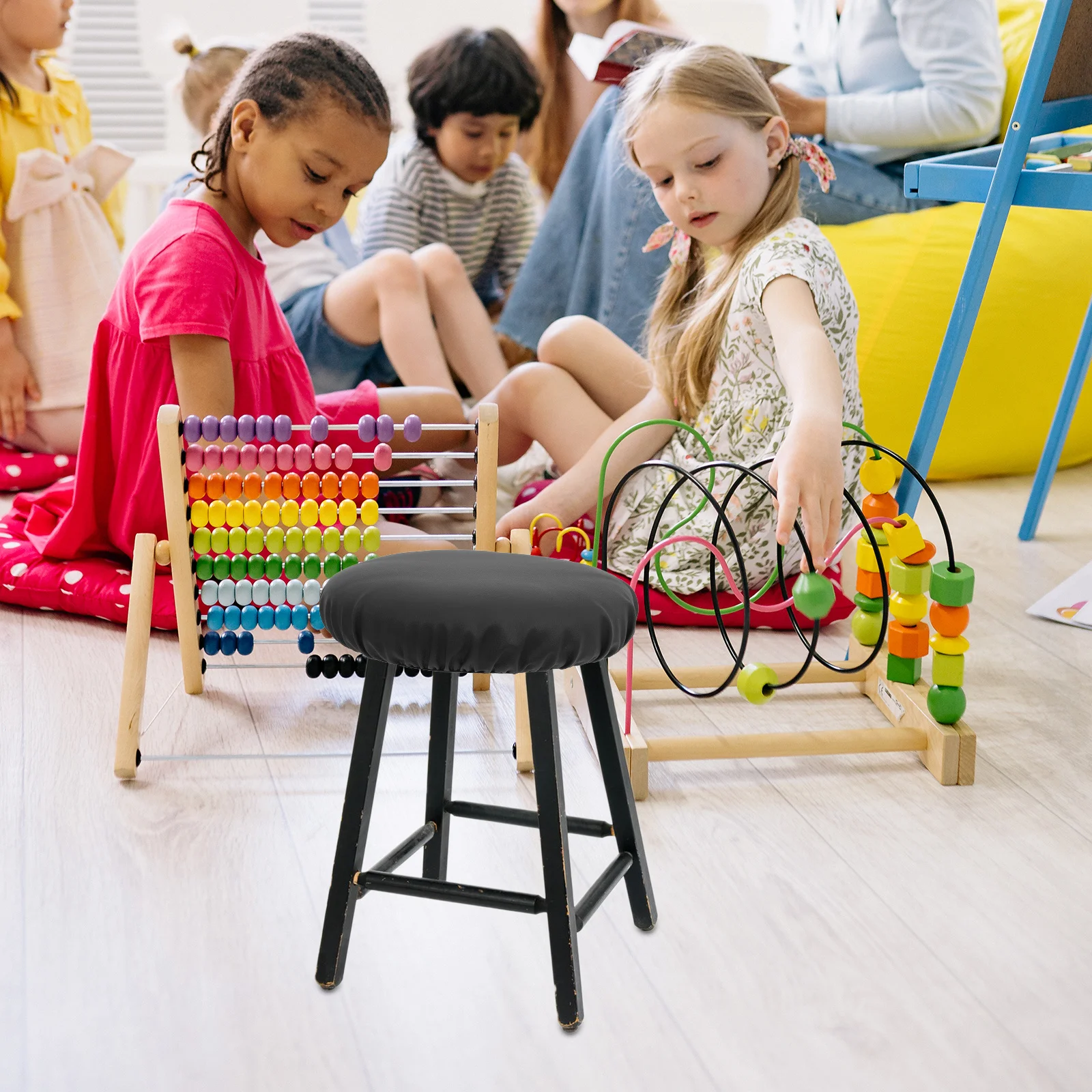 

Round Stool Cover Waterproof PU Anti-Slip Barber Chair Protector 34-35cm Diameter Office Salon Seat Slipcover Office Chair Cover