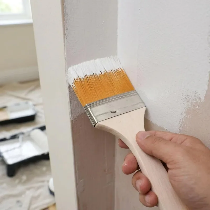 Wooden Handle Flat Paint Brush Watercolor Painting Brushes for Drawing Furniture Wall Door DIY Craft Paint Tool Glue Supplies